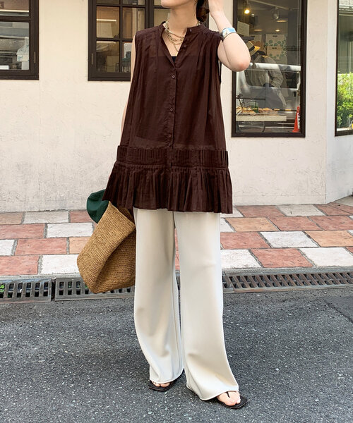 DouDou ブラウス シャツ プリーツ切替タンクブラウス レディース DouDou ブラウス シャツ プリーツ切替タンクブラウス レディース