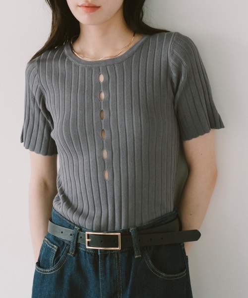 DE2857＊ハーフスリーブ✖️リブニットセットアップドレスgrnL Lサイズあり】リブニット×レースセットアップキャバドレス(DE2857)
