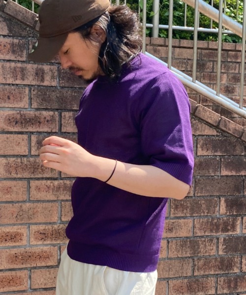 NO NEED（ノーニード） セーター ニット 半袖ニットワッフルTシャツ
