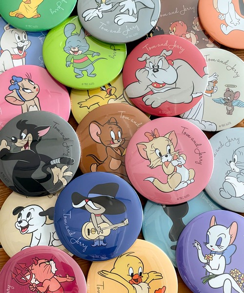 コンパクトミラー TOM and JERRY×Flapperトムジェリフレンズ缶バッチ