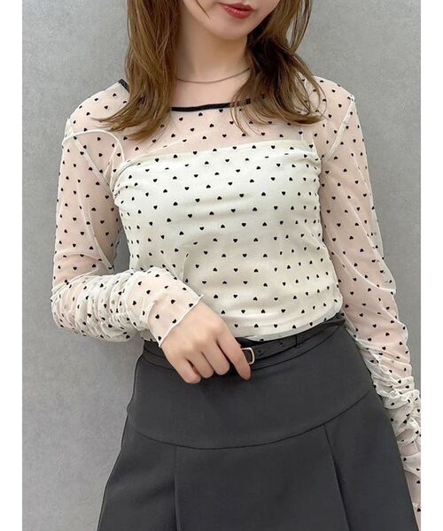 tシャツ モチーフチュールシアートップス レディース