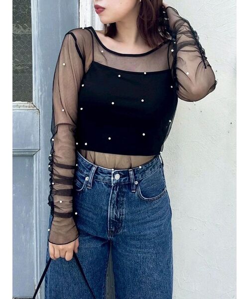 tシャツ モチーフチュールシアートップス レディース dazzlin tシャツ モチーフチュールシアートップス レディース