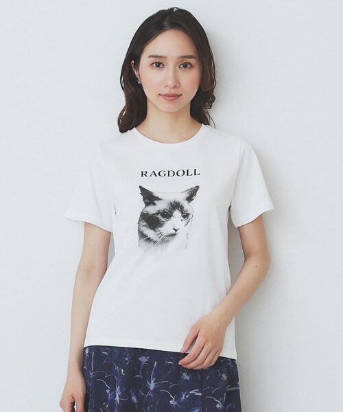 index（インデックス） tシャツ ねこプリントTシャツ「洗濯機洗い可 
