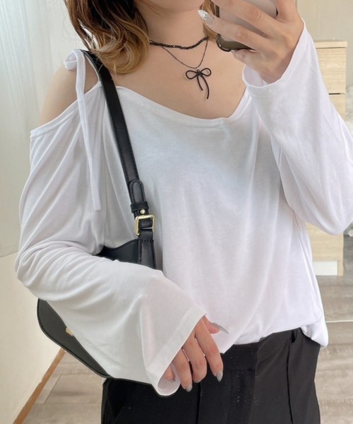 tシャツ オフショルダートップス レディース