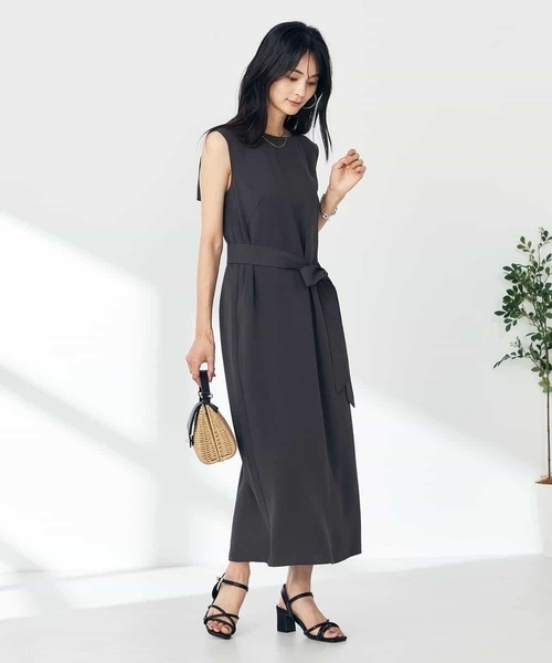 ワンピース 「接触冷感/洗える/イージーケア」バックヨークノースリーブワンピースの画像