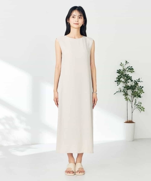 ワンピース 「接触冷感/洗える/イージーケア」バックヨークノースリーブワンピースの画像