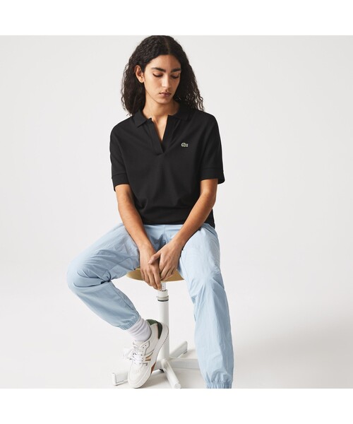 [LACOSTE] рубашка-поло с коротким рукавом X-SMALL черный женский 