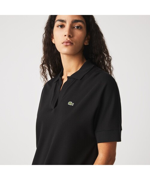 [LACOSTE] рубашка-поло с коротким рукавом X-SMALL черный женский 