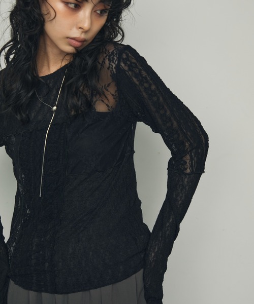 Trish（トリッシュ） tシャツ レースパッチワークプルオーバー