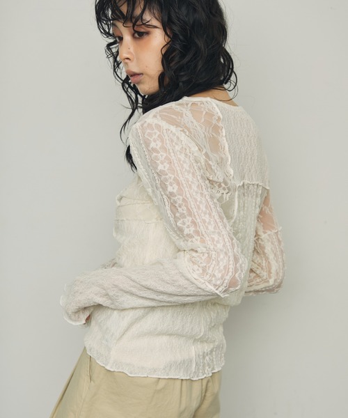 Trish（トリッシュ） tシャツ レースパッチワークプルオーバー