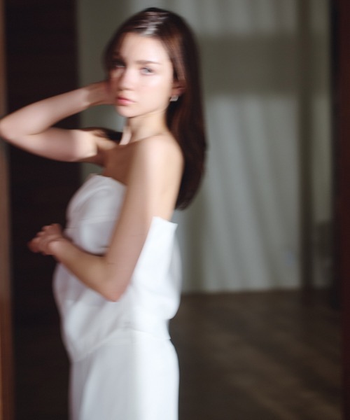 タック ドレープ サテン ベアトップス KINO THE KEI WEB完売品 KINO THE KEI チューブトップ ベアトップ タック ドレープ サテン ベア