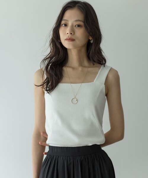 組曲（KUMIKYOKU） タンクトップ ノースリーブ テレコスクエア タンク