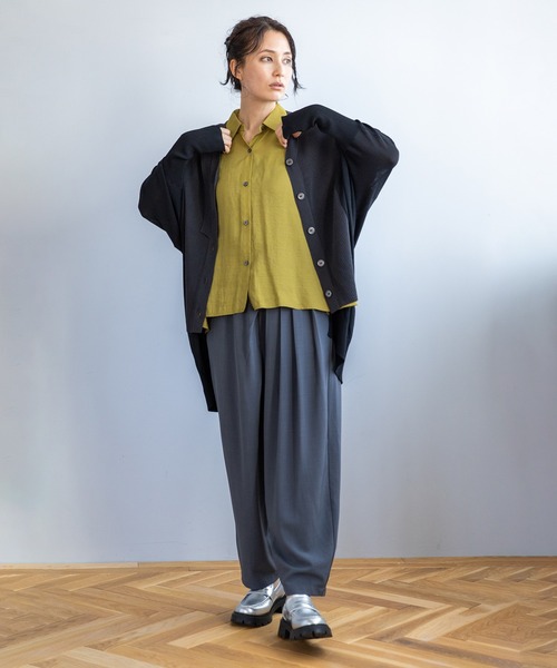 「OSMOSIS」 「loaf」長袖シャツ ONE SIZE サックスブルー レディース OSMOSIS ブラウス シャツ ドローストリングブラウス レディース