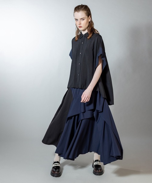 「OSMOSIS」 「loaf」長袖シャツ ONE SIZE サックスブルー レディース ドルマンタックシャツ | OSMOSIS loaf