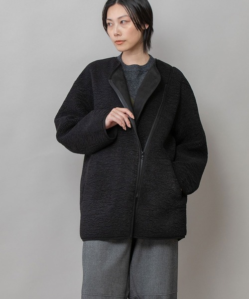 Munich（ミューニック） ノーカラーコート コート シープボアムートン