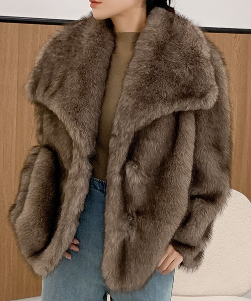 Flolia（フロリア） コート アウター ビッグカラー オーバーサイズ