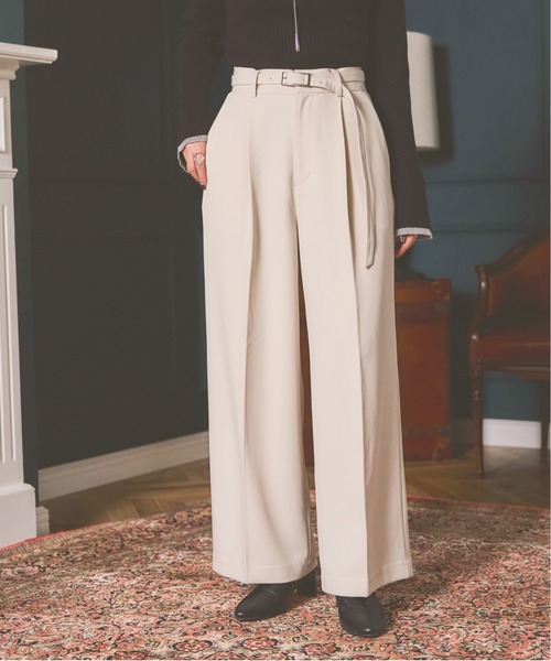 mysty woman（ミスティウーマン） スラックス パンツ ベルトツキ