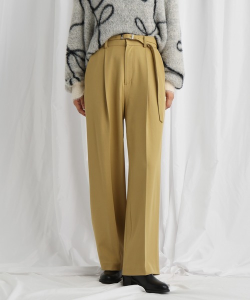 mysty woman（ミスティウーマン） スラックス パンツ ベルトツキ