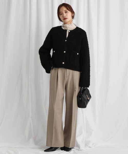 スラックス パンツ ベルトツキセンタープレスパンツ　602793 レディース | mysty woman | 03
