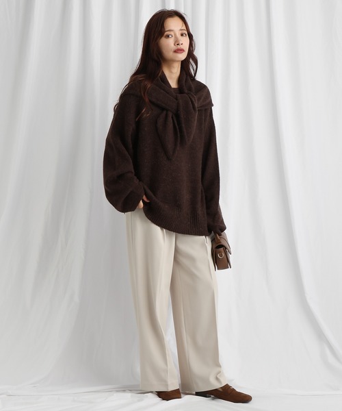 スラックス パンツ ベルトツキセンタープレスパンツ　602793 レディース | mysty woman | 04