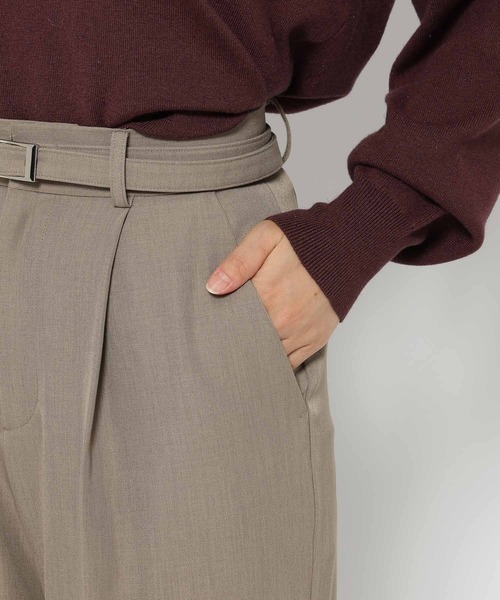 スラックス パンツ ベルトツキセンタープレスパンツ　602793 レディース | mysty woman | 17