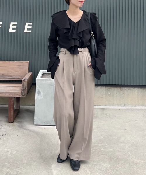 mysty woman（ミスティウーマン） スラックス パンツ ベルトツキ