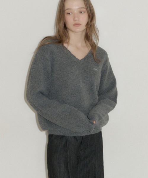 GIUNON ニット セーター loose scallop v-neck knit / ルーズ