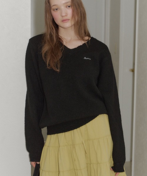 GIUNON ニット セーター loose scallop v-neck knit / ルーズ