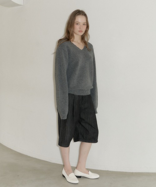 GIUNON ニット セーター loose scallop v-neck knit / ルーズ