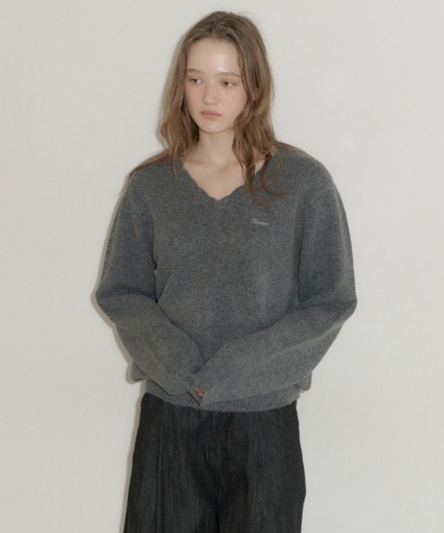 GIUNON ニット セーター loose scallop v-neck knit / ルーズ