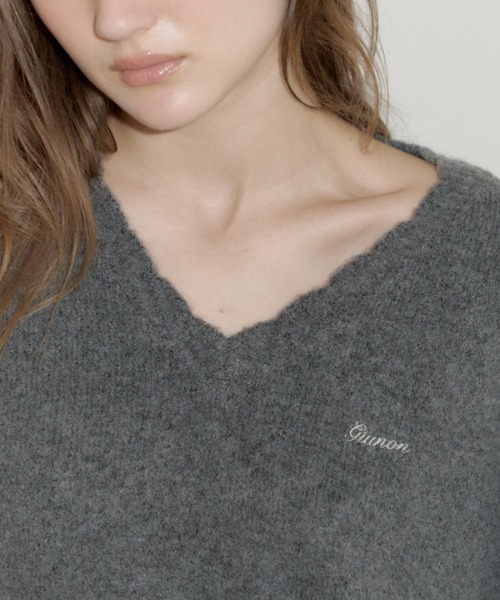 GIUNON ニット セーター loose scallop v-neck knit / ルーズ