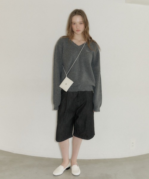 GIUNON ニット セーター loose scallop v-neck knit / ルーズ