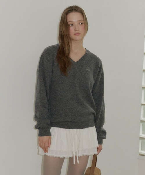 GIUNON ニット セーター loose scallop v-neck knit / ルーズ