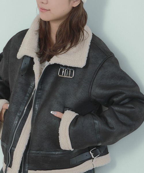 H.TOKYO ブルゾン アウター 短丈フェイクムートンジャケット