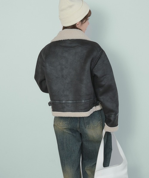H.TOKYO ブルゾン アウター 短丈フェイクムートンジャケット