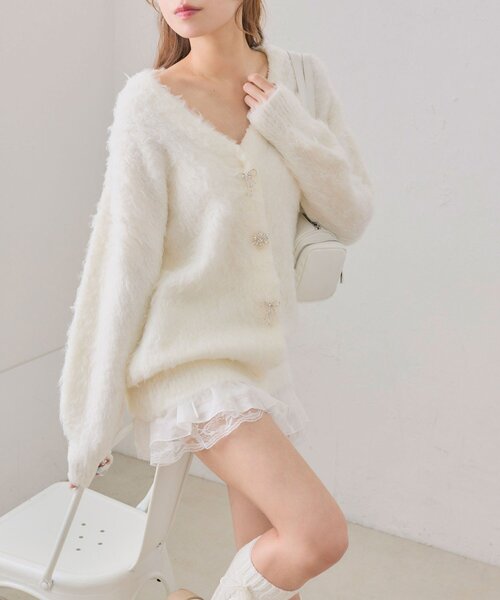 OLIVE des OLIVE（オリーブデオリーブ） カーディガン snow long