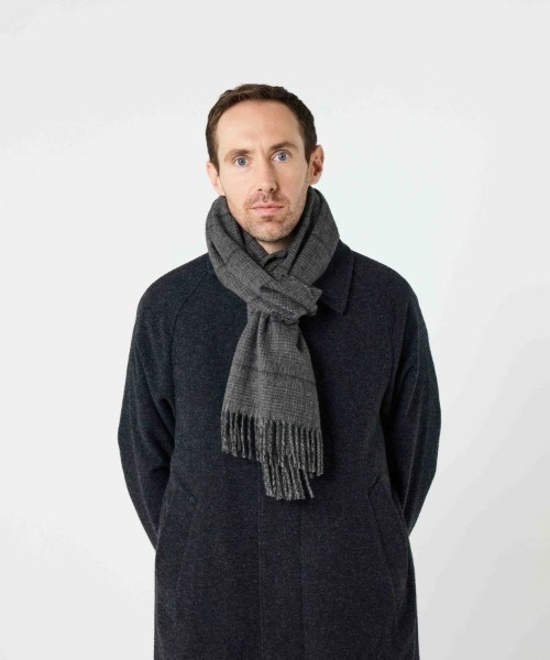 ジョンストンズ オブ エルガン 小判プレーンスカーフ(カシミヤ,ブラック) Johnstons of Elgin（ジョンストンズ オブ エルガン） マフラー 「別注