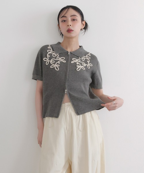 「LIAN」 半袖ニット FREE ブラック レディース_画像9