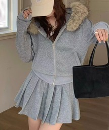 フリース　パーカー　フーディ　ニット　スカート　秋冬　サイズM セットアップ セール】セットアップ パーカー スカートセット（パーカー）｜Coo+i