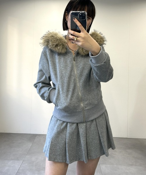 フリース　パーカー　フーディ　ニット　スカート　秋冬　サイズM セットアップ セットアップ スカート マーメイド セレブ フーディー パーカー 膝下丈