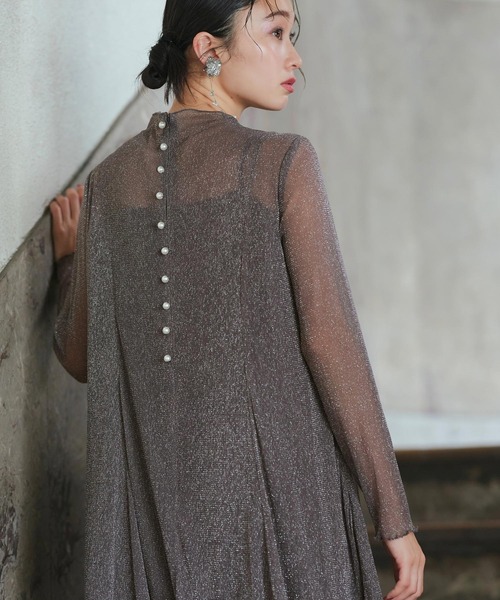 「RUIRUE BOUTIQUE」 長袖ワンピース M チャコール レディース_画像3