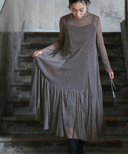 「RUIRUE BOUTIQUE」 長袖ワンピース M チャコール レディース_画像5