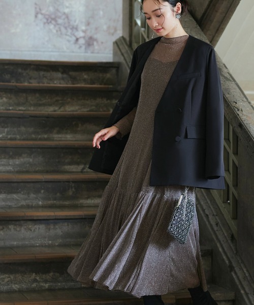 「RUIRUE BOUTIQUE」 長袖ワンピース M チャコール レディース_画像8