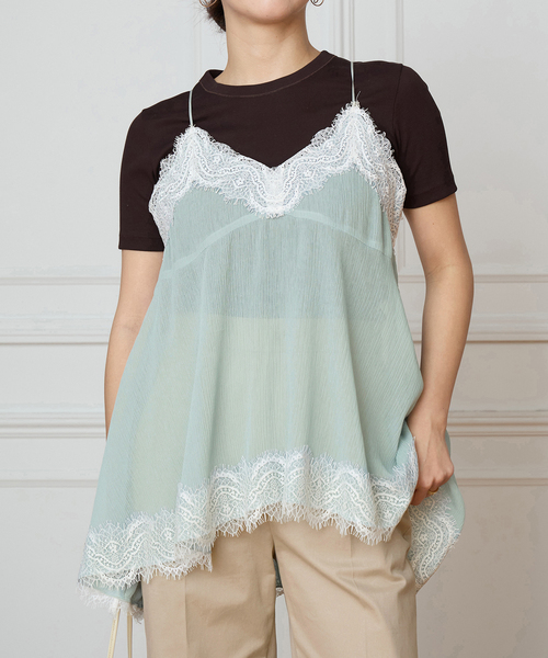 IENA LA BOUCLE 楊柳レースミニキャミドレス IENA LA BOUCLE（イエナラブークル） キャミソール 楊柳レースミニ