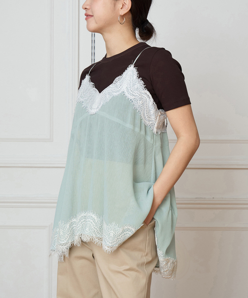 IENA LA BOUCLE（イエナラブークル） キャミソール 楊柳レースミニ