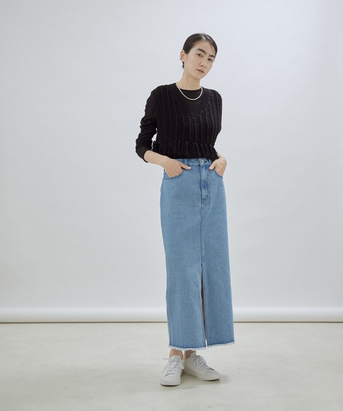 「SALON adam et rope'」 デニムスカート S チャコールグレー レディース_画像3