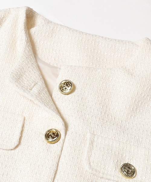 「coca（coca）」 ノーカラージャケット L アイボリー レディース_画像4