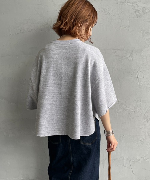 Americanaアメリカーナ カットオフスウェット 半袖 Americana カットオフ スウェット クルー, Off White – Navyblue