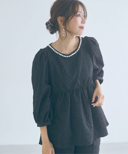marun（マルン） 「大きいサイズ」ふくれジャガードパフスリーブ