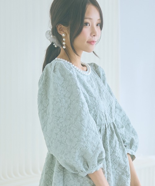 marun（マルン） 「大きいサイズ」ふくれジャガードパフスリーブ 